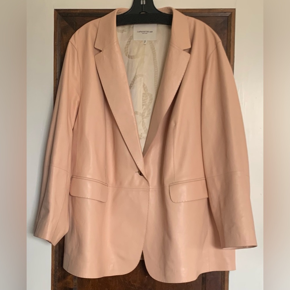 Lafayette 148 NY Nappa Leather Blazer – Peach – Size 2X – Excellent Condition
